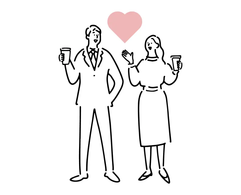 横に並んで立つ男女